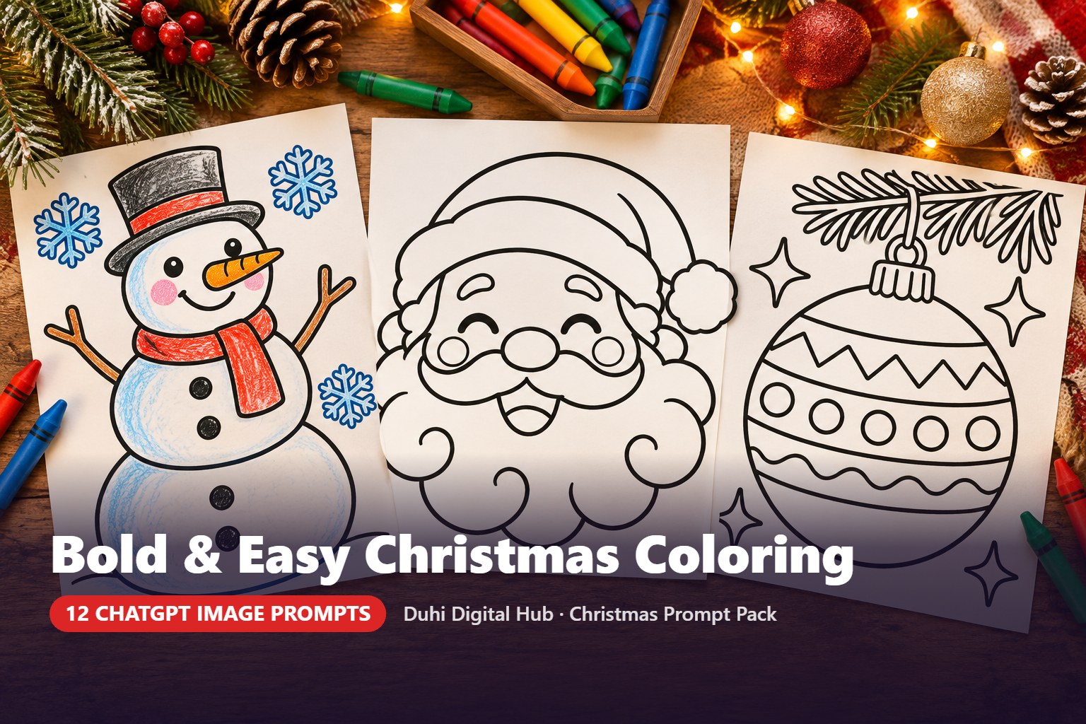 Bold & Easy Christmas Coloring Prompts