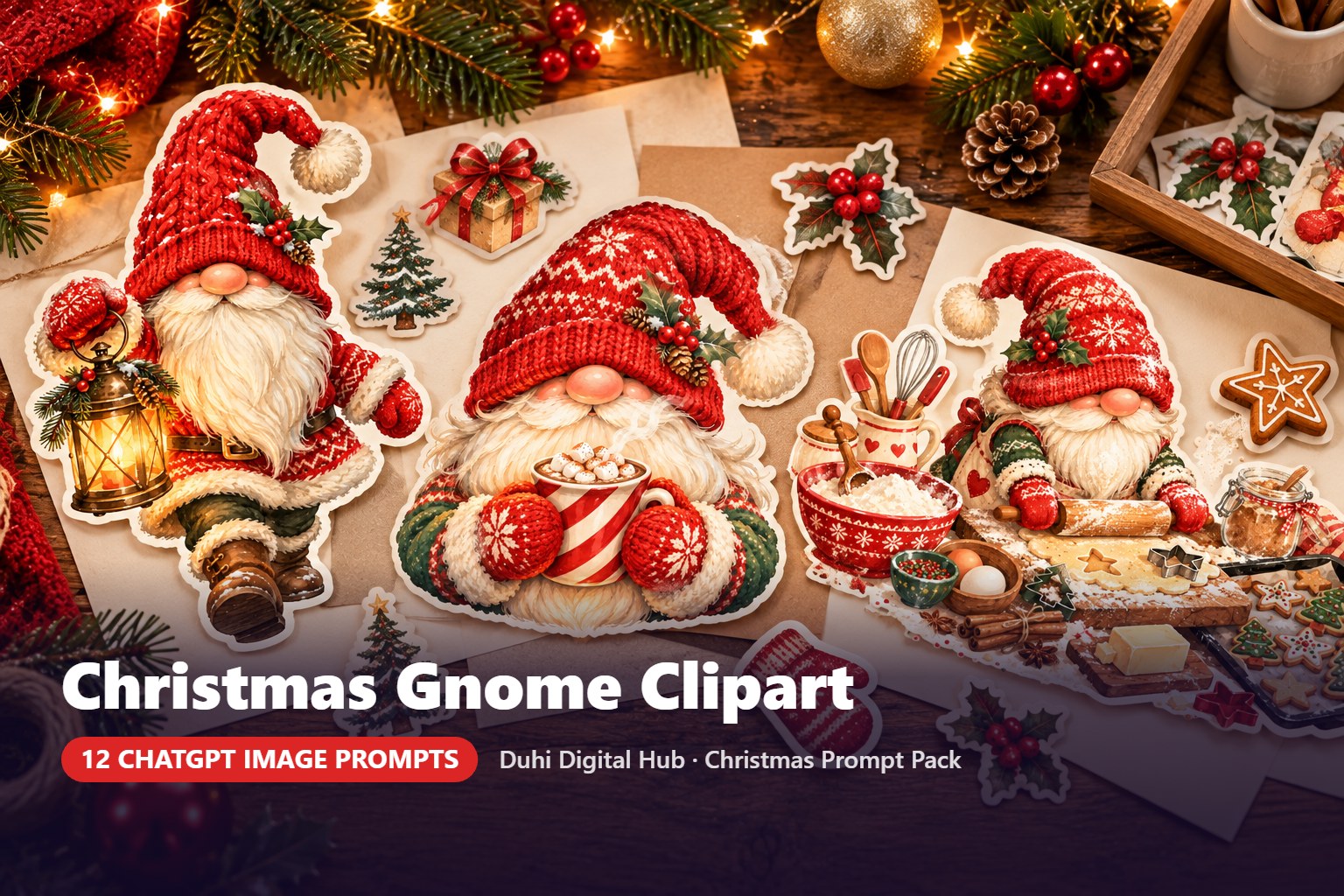 Christmas Gnome Clipart Prompts