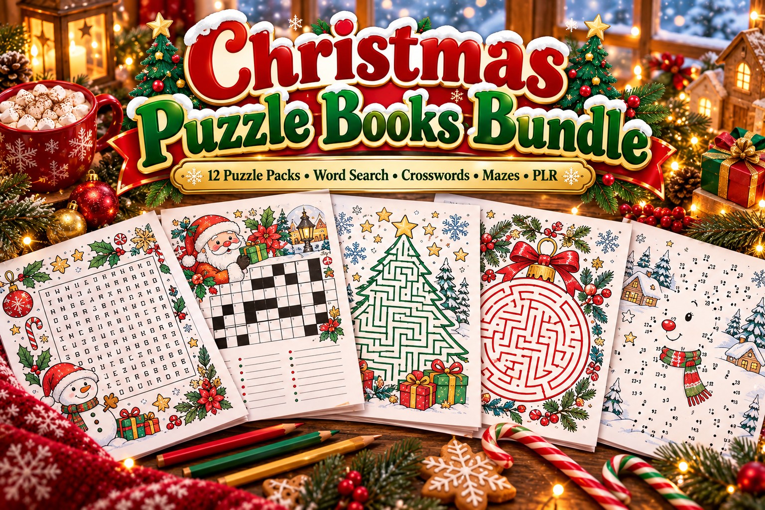 Christmas Puzzle Books Bundle