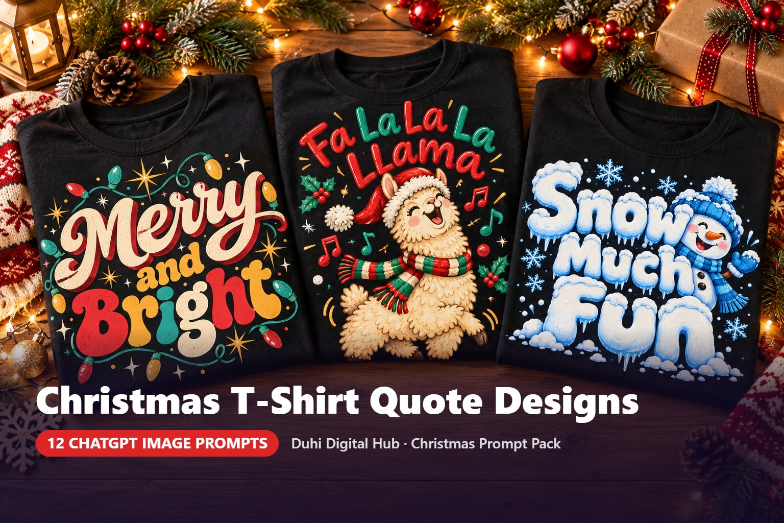 Christmas T-Shirt Quote Design Prompts