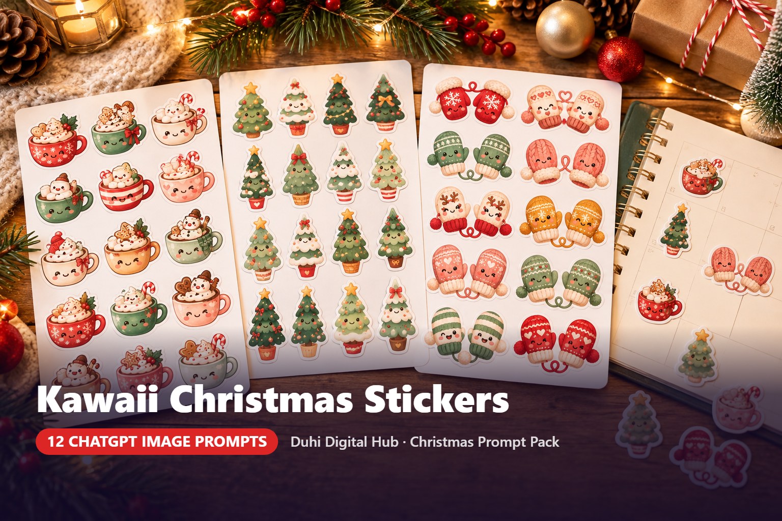 Kawaii Christmas Sticker Prompts