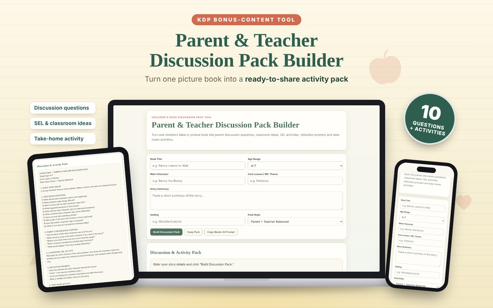 Parent & Teacher Discussion Pack Builder