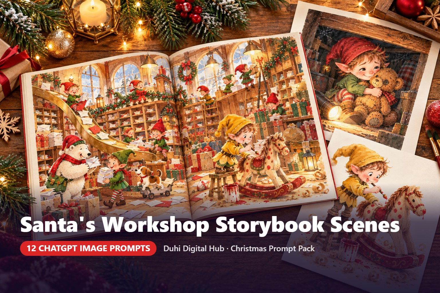 Santa's Workshop Storybook Scene Prompts
