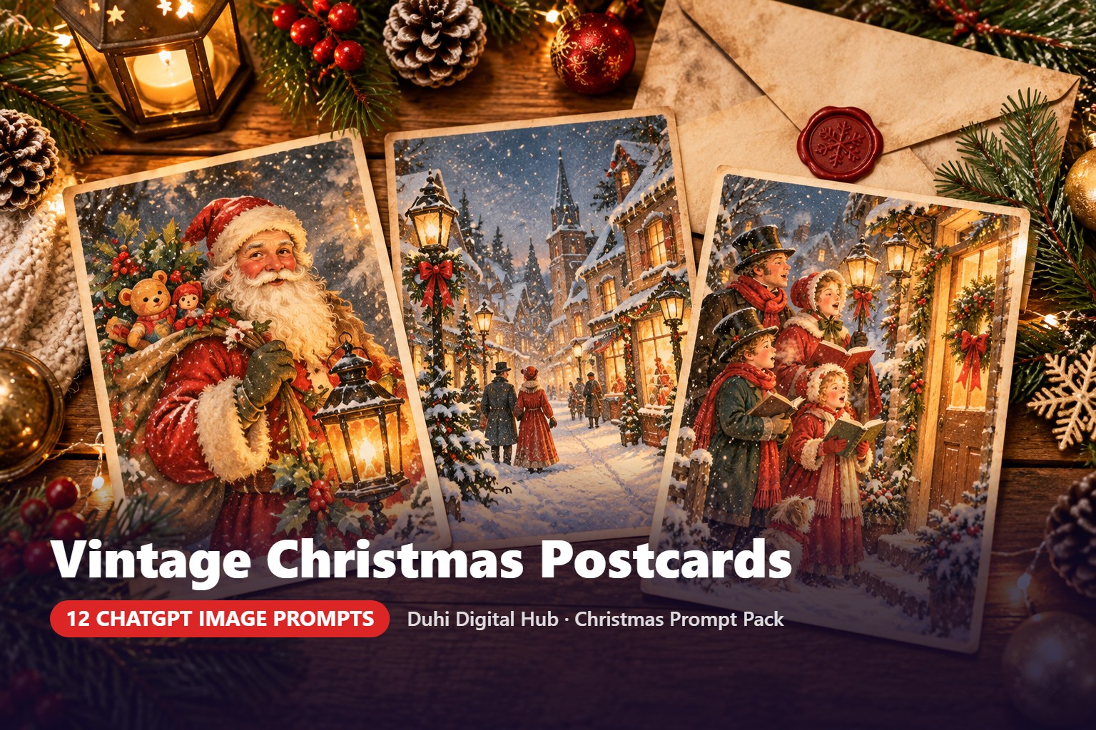 Vintage Christmas Postcard Prompts